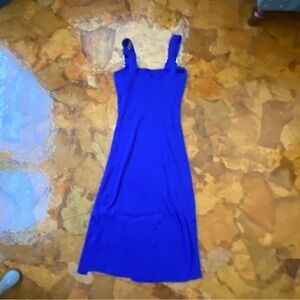 Comfy blue midi dress, buckle straps